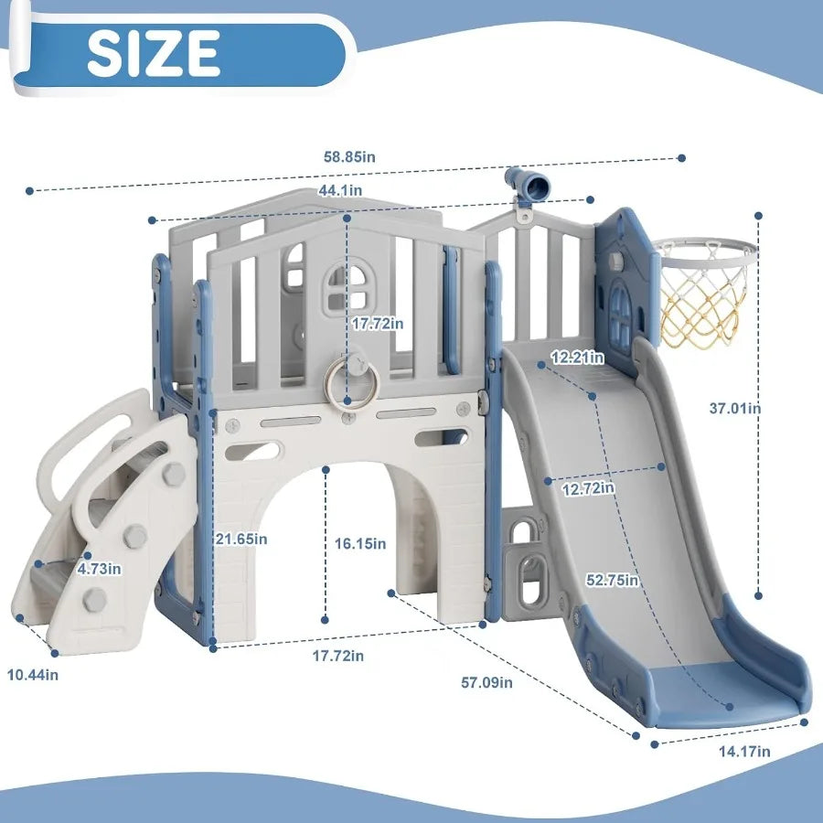 Toddler Outdoor Playset With Slide Climber And Basketball Hoop