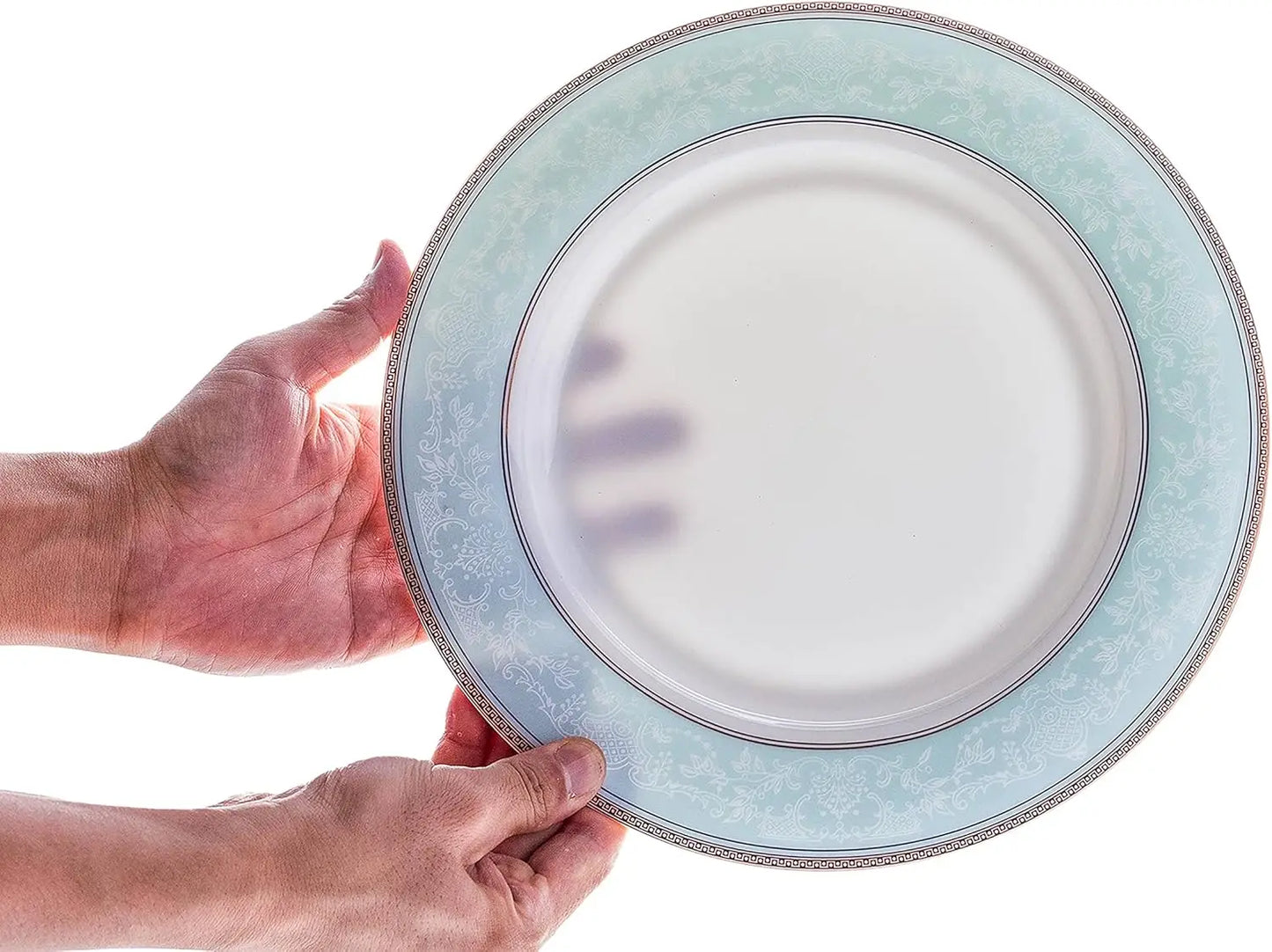 Bone China Dinnerware Set With Relief Pattern And Gilt Edges