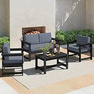 Outdoor HDPE Sofa Set With Cushions For All Weather Use