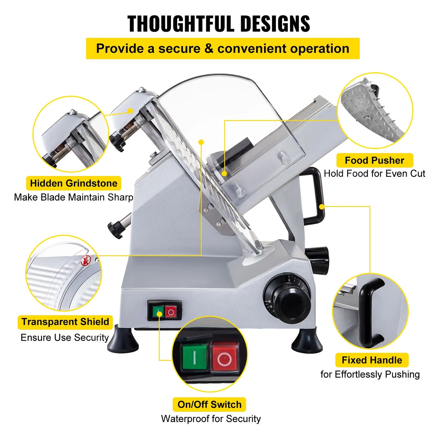 320W Commercial Meat Slicer Electric Deli Food Slicer for Meats
