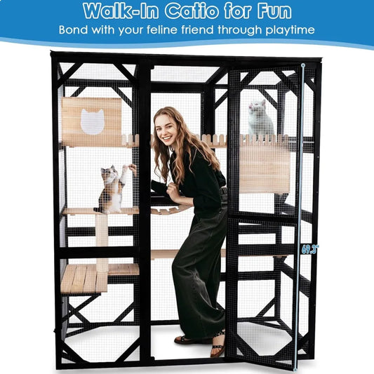 Outdoor Cat Enclosure Walk In Kitty House For Cats Patio
