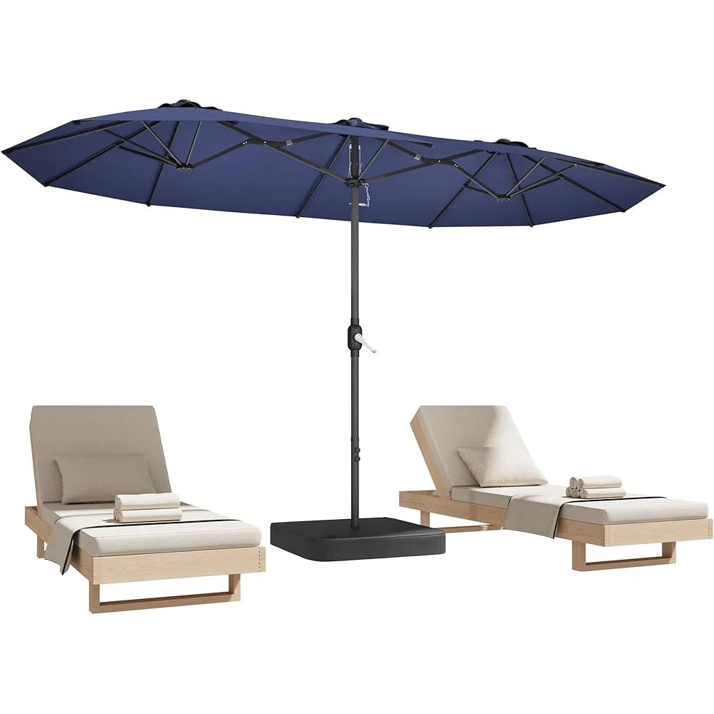 Double Sided Patio Umbrella With Base Crank Handle