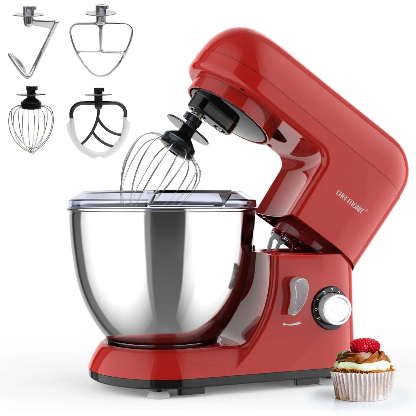 Cheftronic 4.5-Quart Tilt-Head Stand Mixer with 6 Speeds