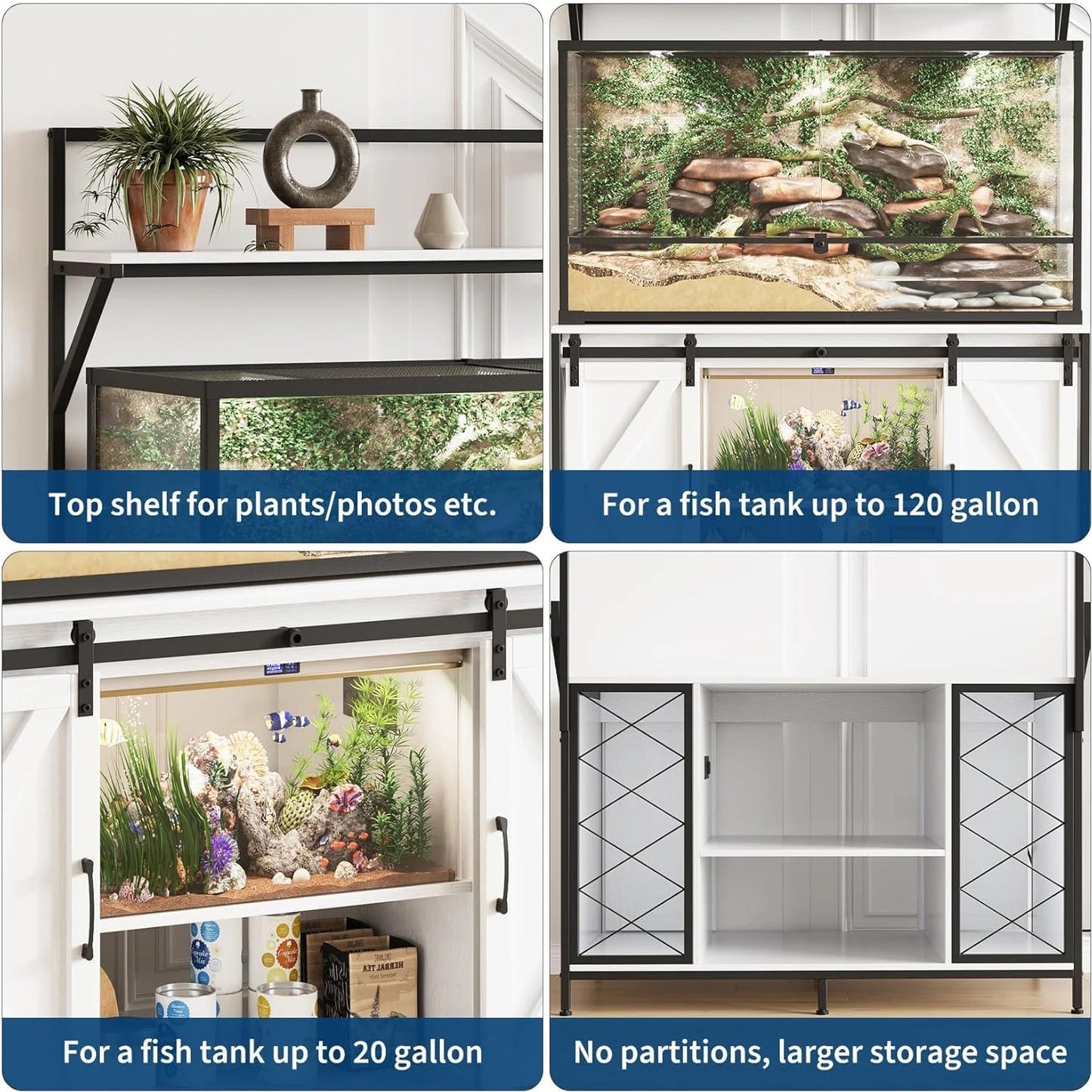 Heavy Duty Reptile Aquarium Stand With USB Power Outlet Terrarium