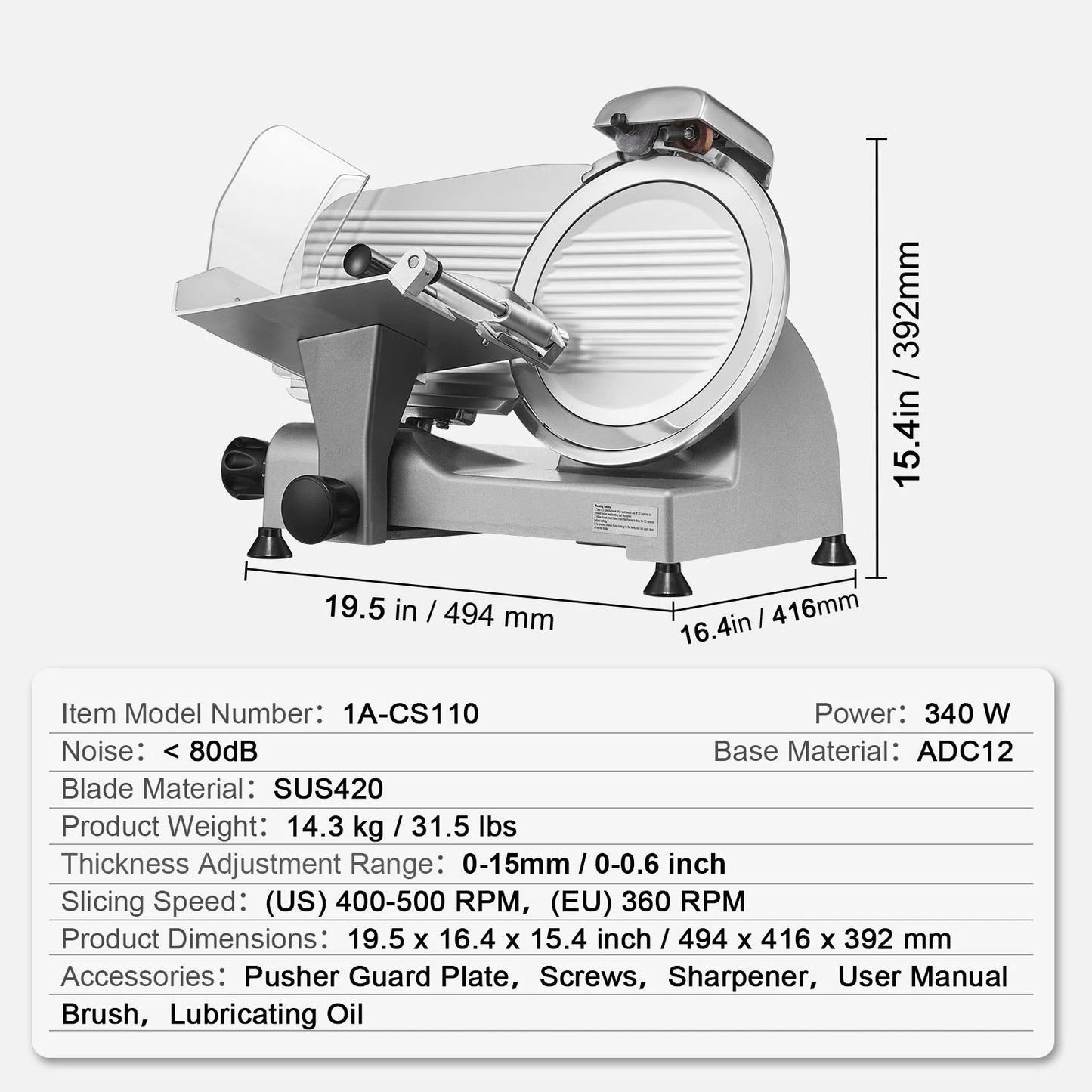 Electric Deli Slicer With Adjustable Thickness For Meats And Cheeses