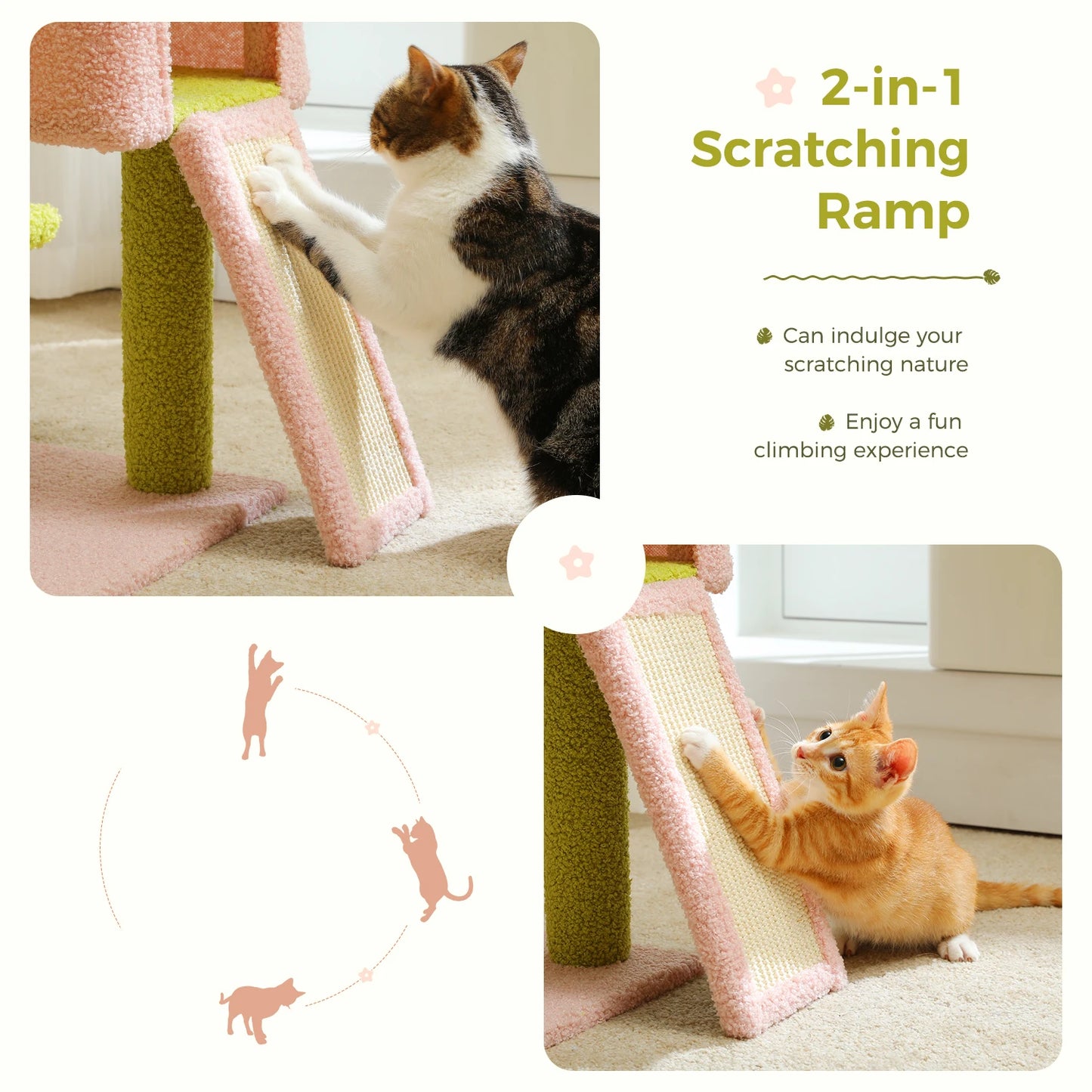 Flower Cat Tree Tower with Scratching Posts for Playful Cats