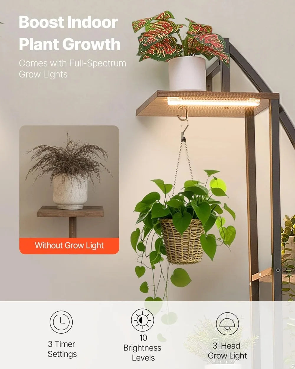 Six Tier Plant Stand With Grow Lights for Living Room