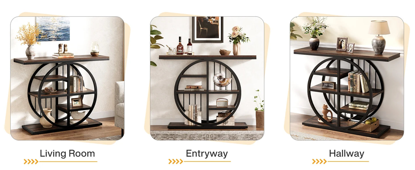 Industrial Console Table For Narrow Entryway Hallway Thick Top