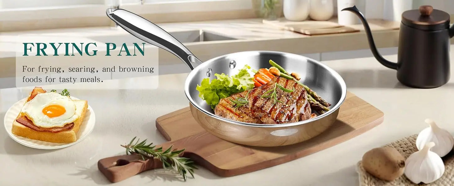 Pots And Pans Set Stainless Steel Cookware Induction Compatible Oven Safe