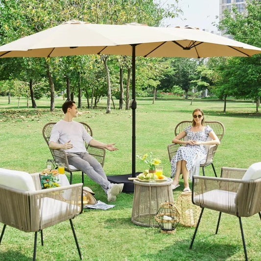 UV Resistant Patio Umbrella With Base Included Double Sided Parasol