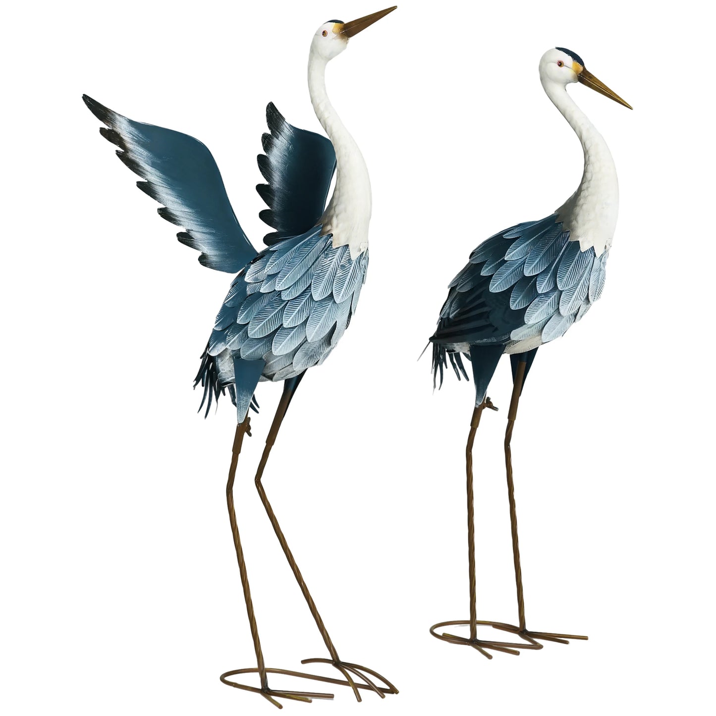 Heron Garden Statue With Stakes Metal Standing Ornament