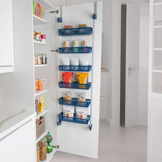 Over the Door Pantry Organizer with Adjustable Baskets and Hooks