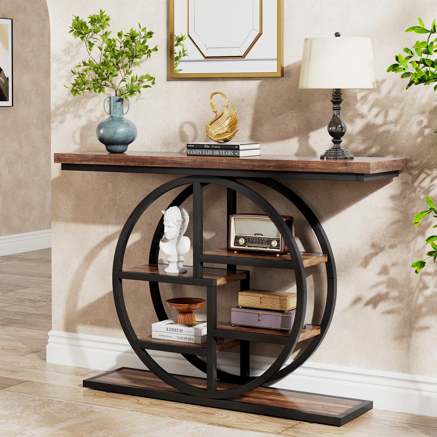 Industrial Console Table For Narrow Entryway Hallway Thick Top