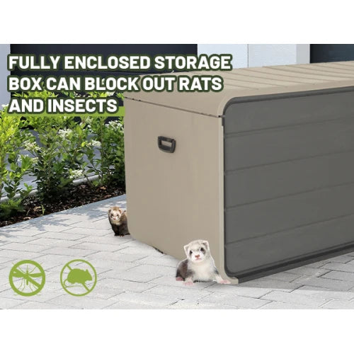 260-Gallon Terrace Storage Box with Lockable Lid, Hydraulic Lift &amp; Wheels