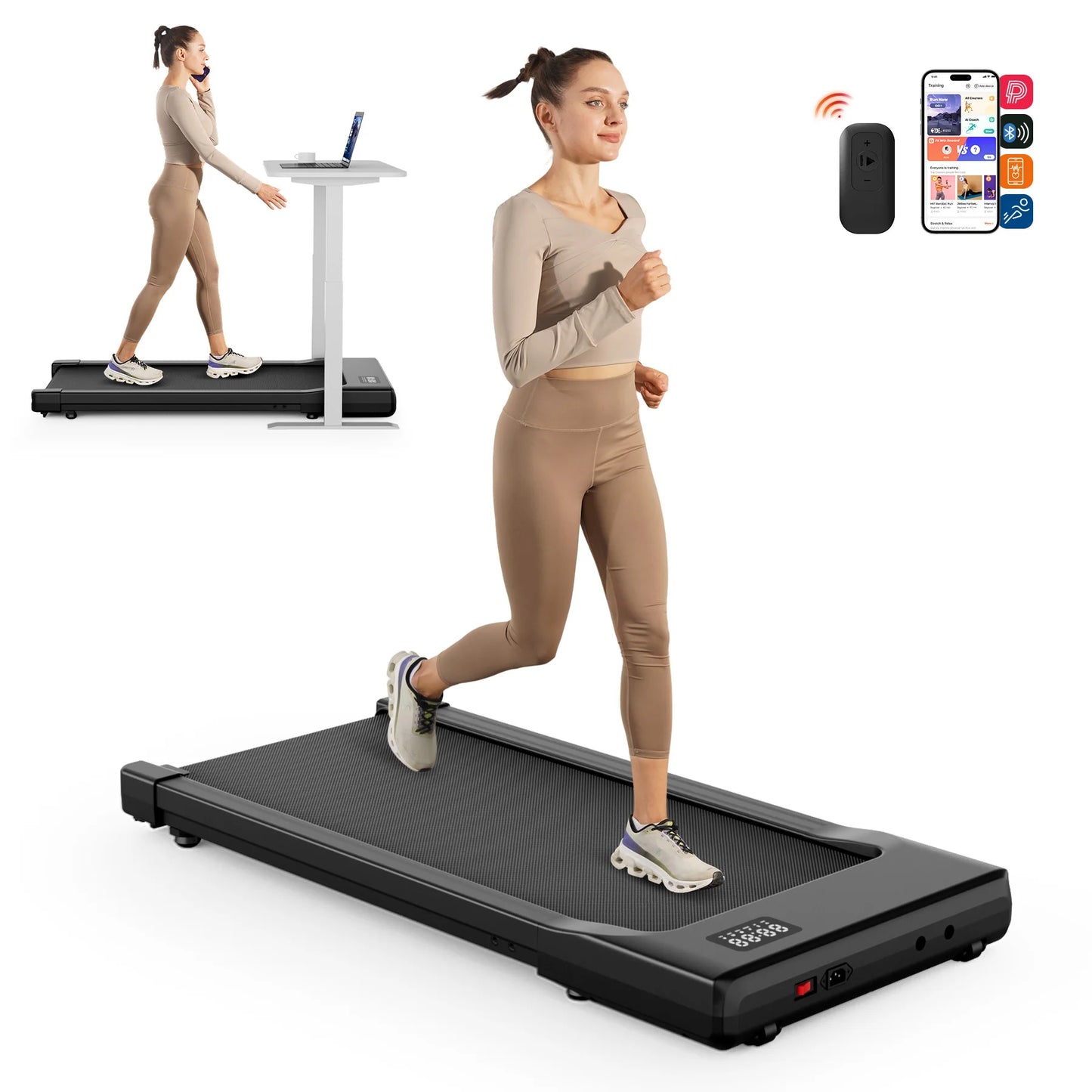 Portable Under Desk Treadmill with Remote Control for Home Office