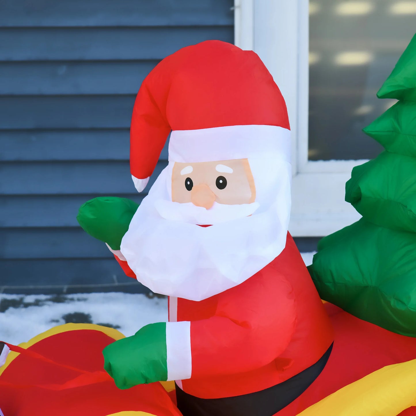 Self Inflating Santa Claus Sleigh And Reindeer Scene
