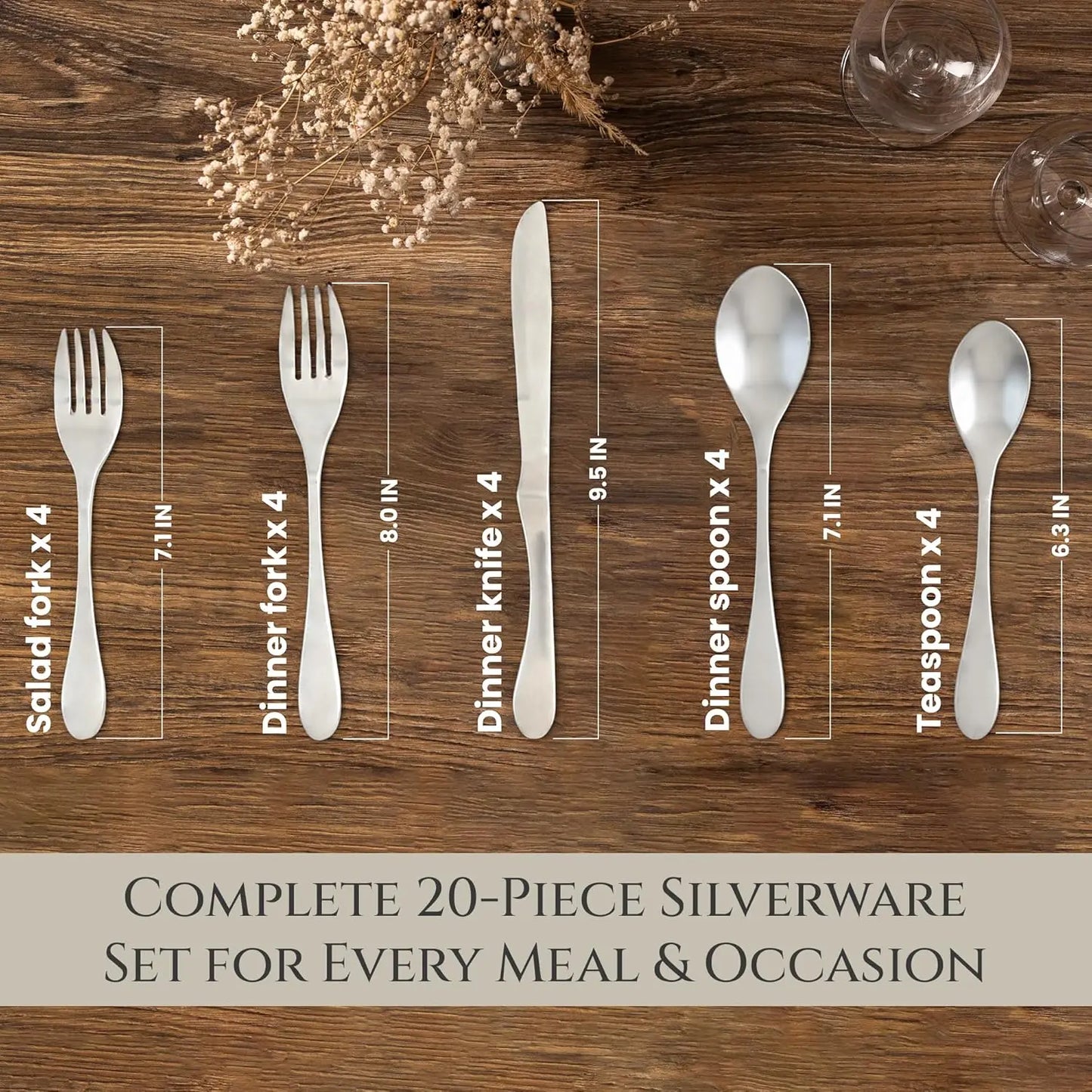 Matte Flatware Set In Durable Stainless Steel For Everyday Dining