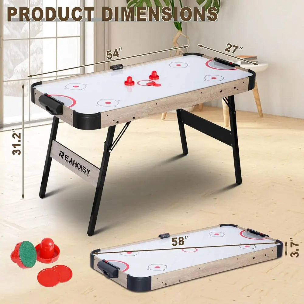 54-Inch Air Hockey Table with LED Scoreboard | Foldable Indoor Arcade Game Table