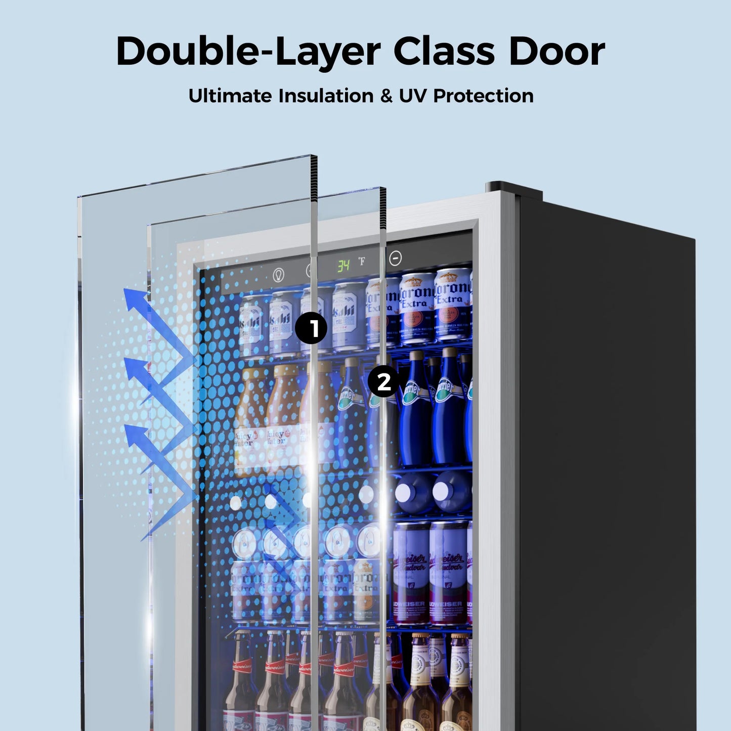 Digital Beverage Refrigerator With Adjustable Temperature For Home Bar