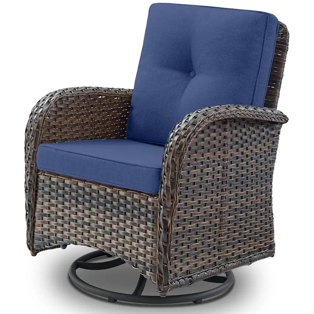 Patio Swivel Glider Wicker Chairs With Cushions For Outdoor Seating