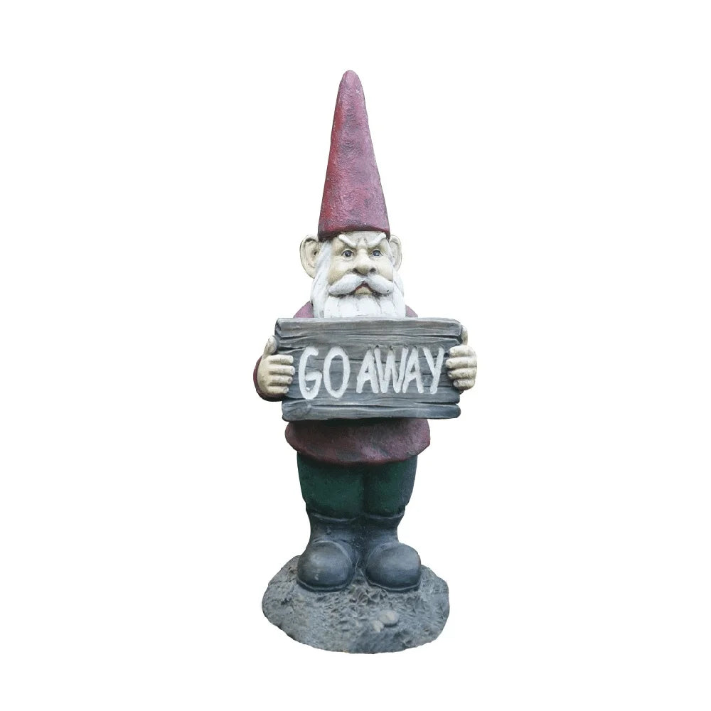 Gnome Statue With Go Away Sign Garden Yard Decor Gift