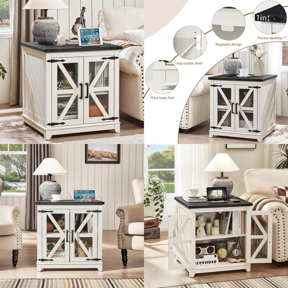 Rustic Farmhouse Coffee Table With Built In Charging Port
