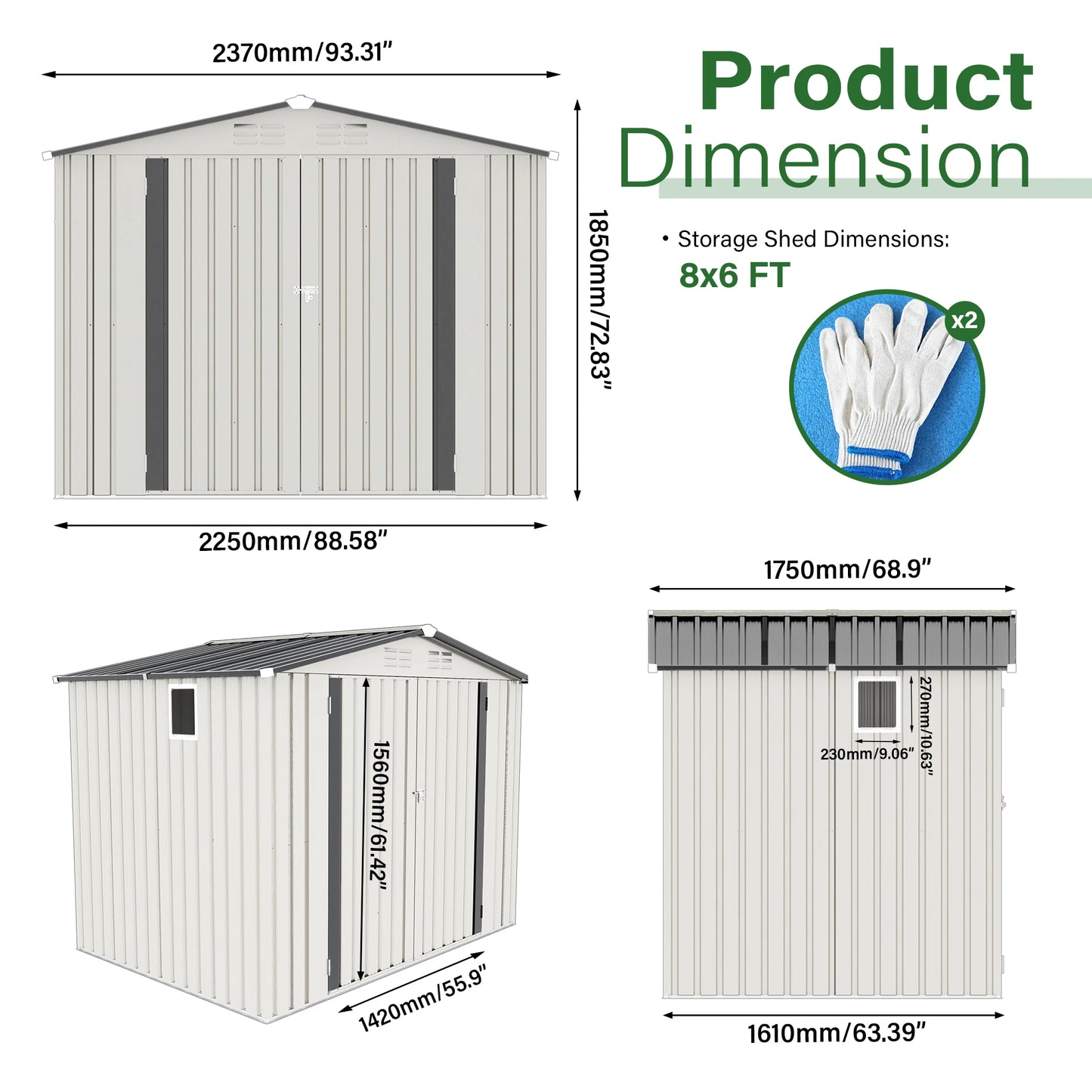Susua Metal Outdoor Storage Shed With Lockable Door And Window