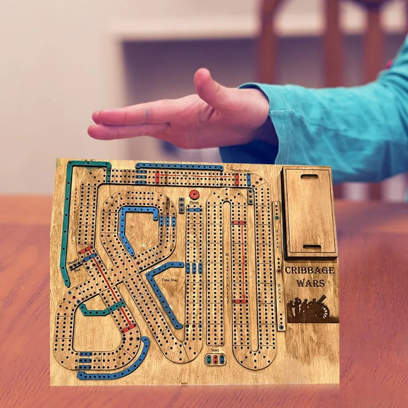 Wooden Cribbage Board Game Set with Storage Compartment