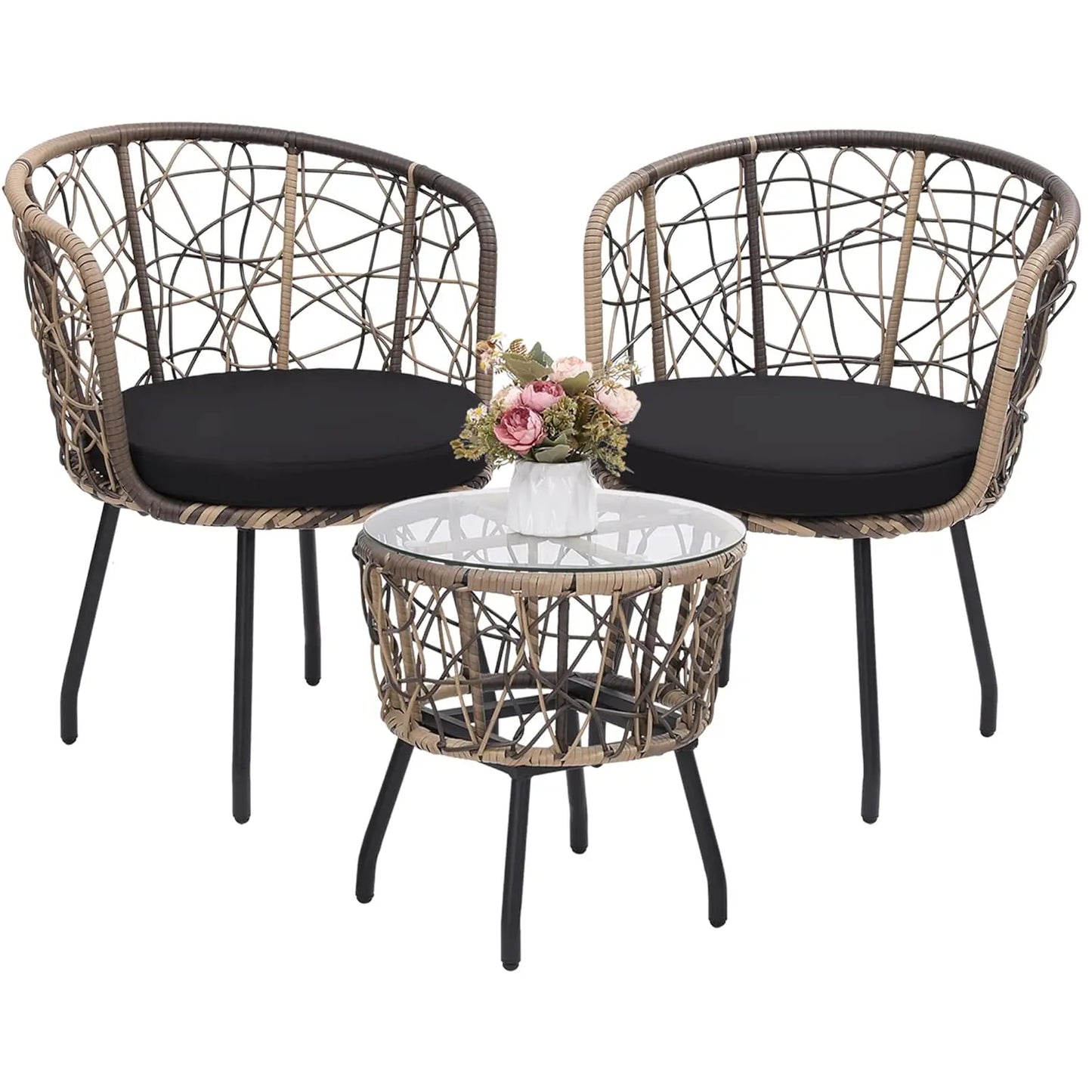 Patio Bistro Outdoor Furniture Set With Wicker Sofa And Table
