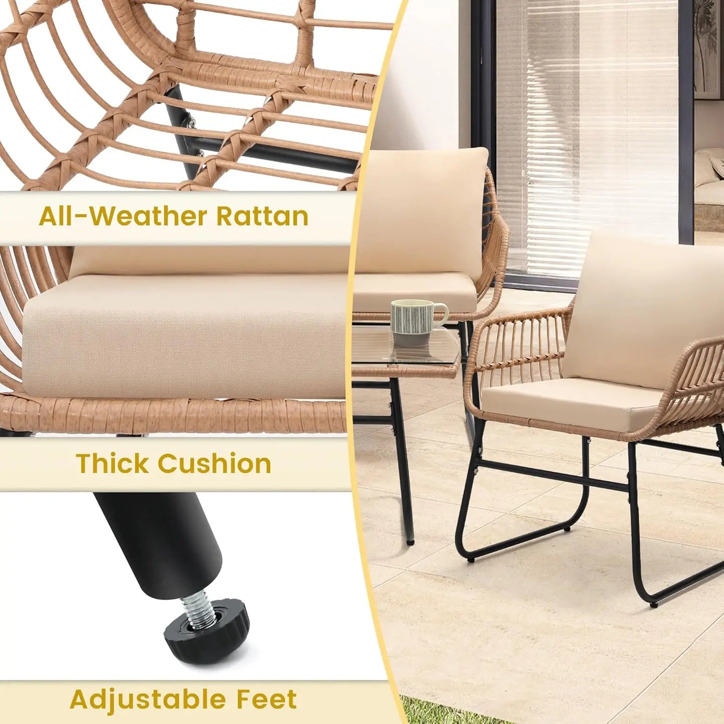 Patio Bistro Outdoor Furniture Set With Wicker Sofa And Table