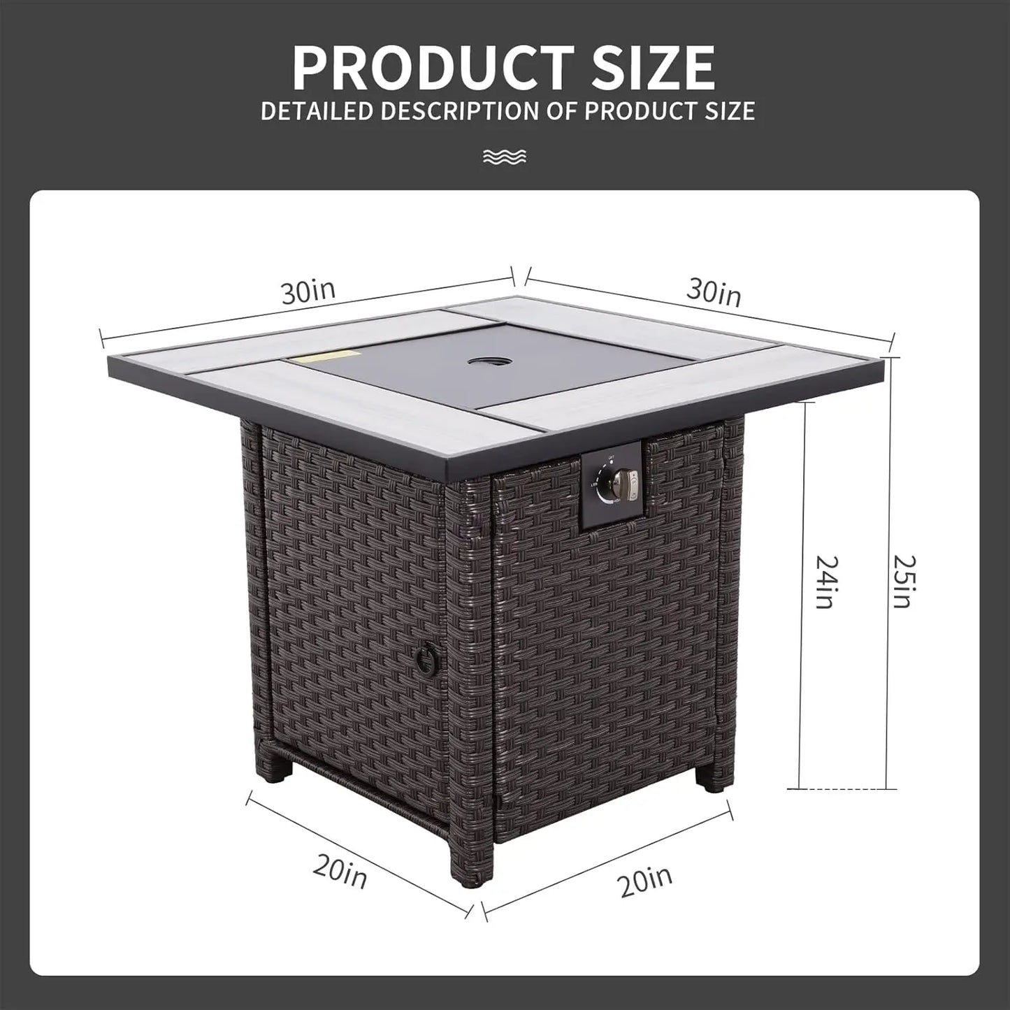 Modern Outdoor Propane Fire Pit Table With Wicker Exterior