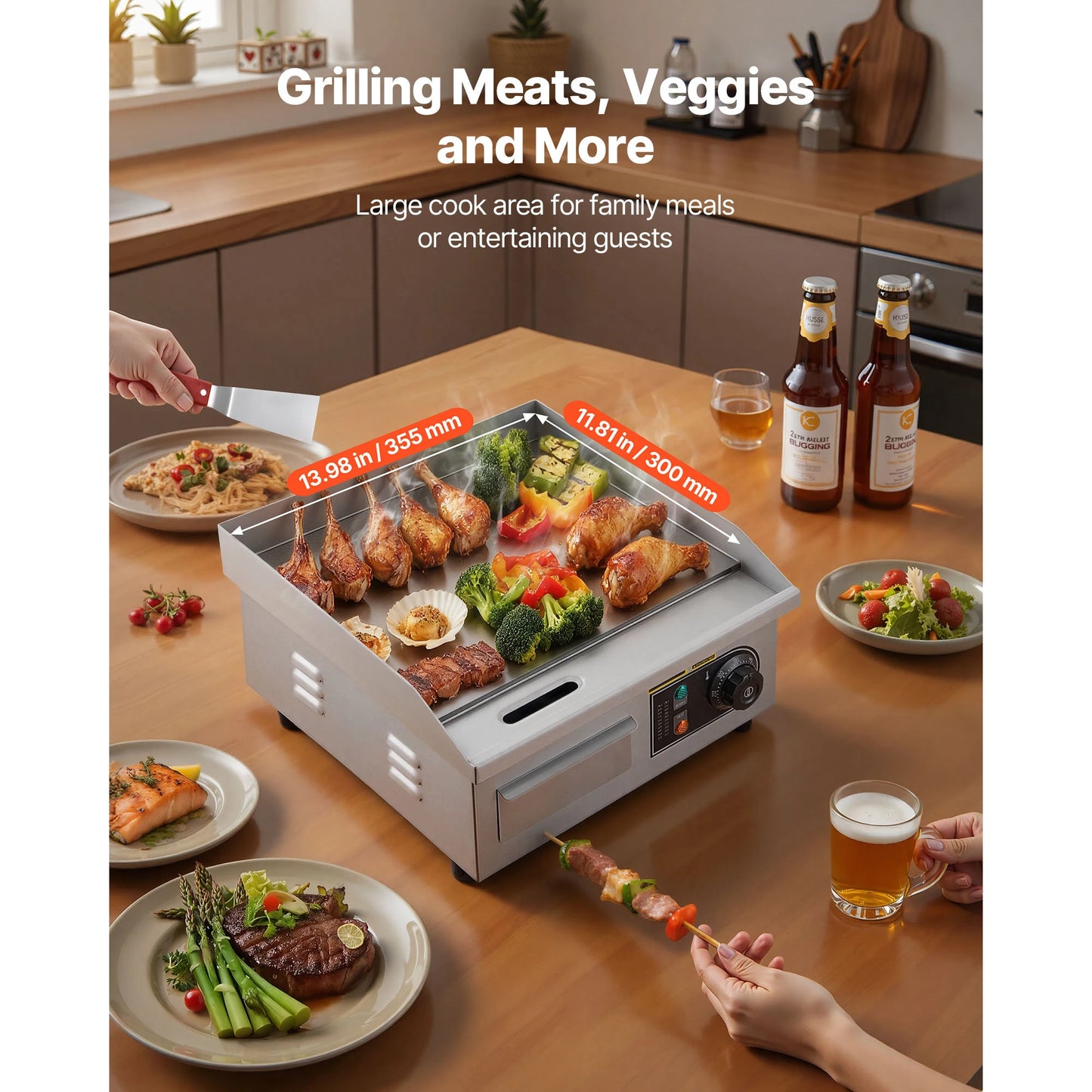 Commercial Electric Griddle – 14" &amp; 22", Adjustable Temperature