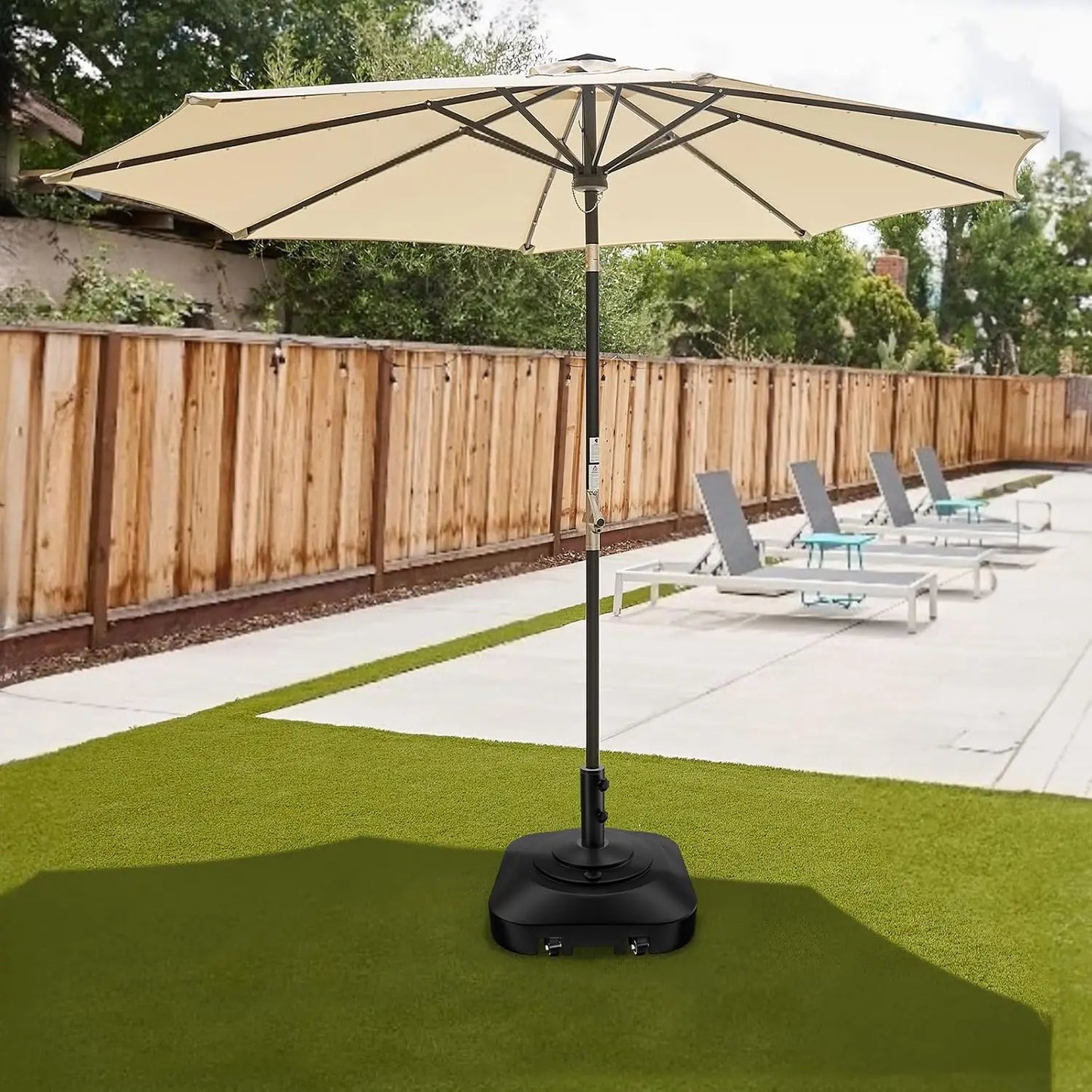 Mobile Patio Umbrella Base With Five Wheels And Locking Casters