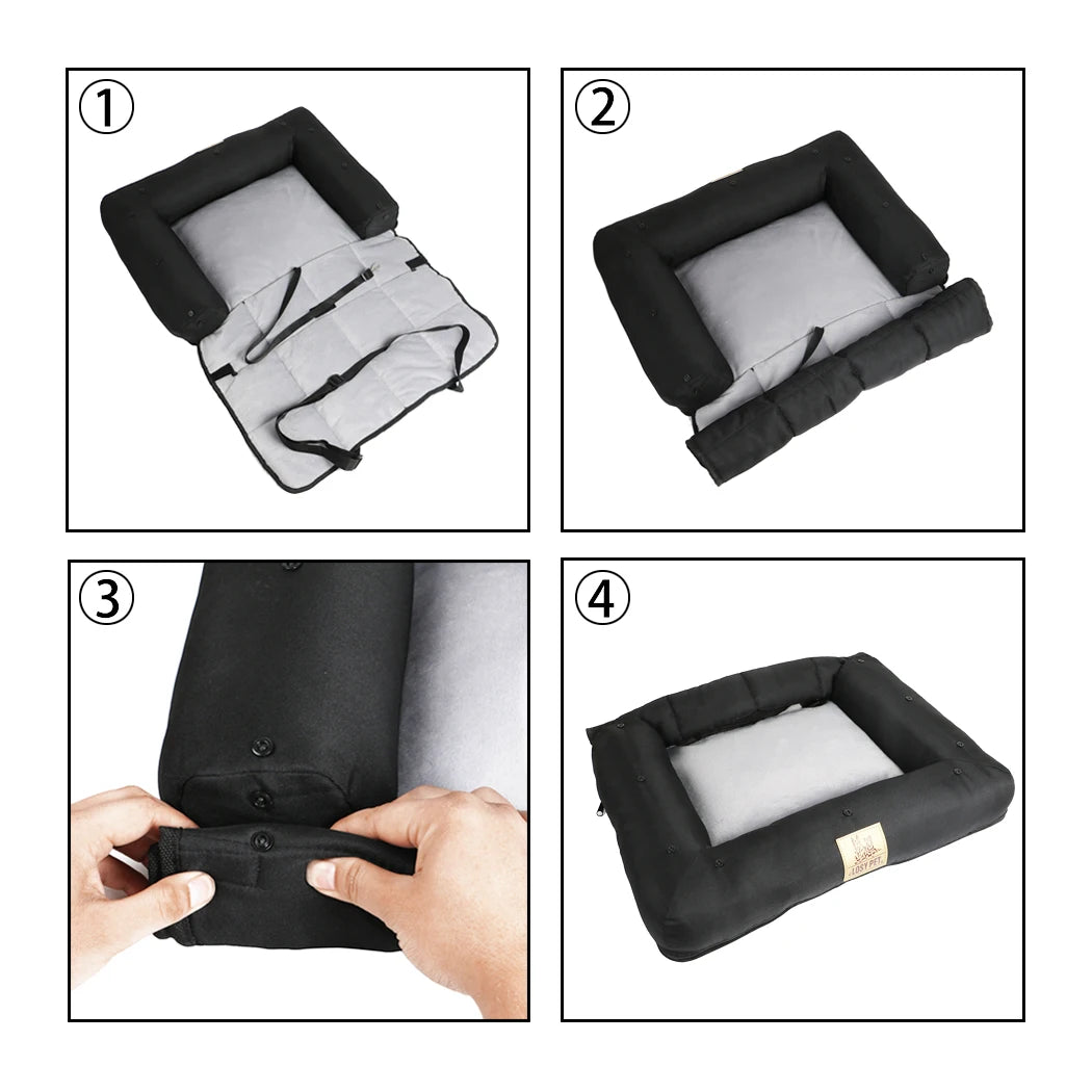 Convertible Water-Resistant Pet Car Seat Cushion With Removable Cover