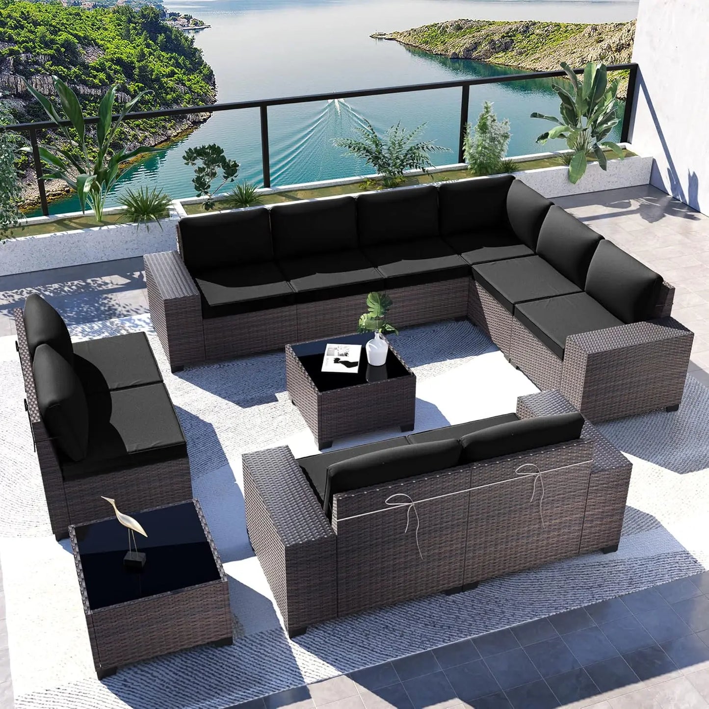 Outdoor Patio Furniture Set Sectional Rattan Sofa For Garden Comfort