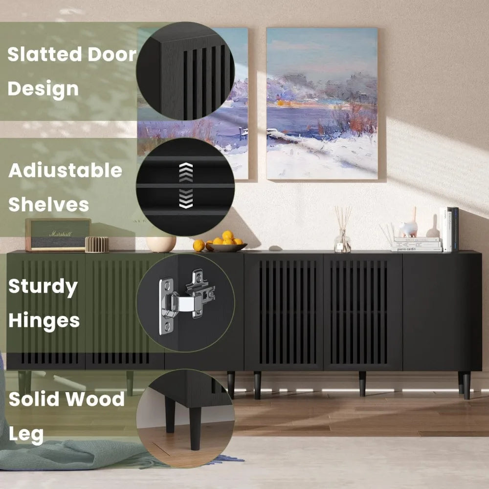 Modern Freestanding Buffet Cabinet With Adjustable Shelves And Doors