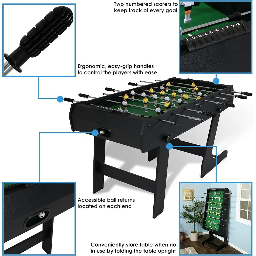 Foldable Foosball Table With Score Keeper For Indoor Play