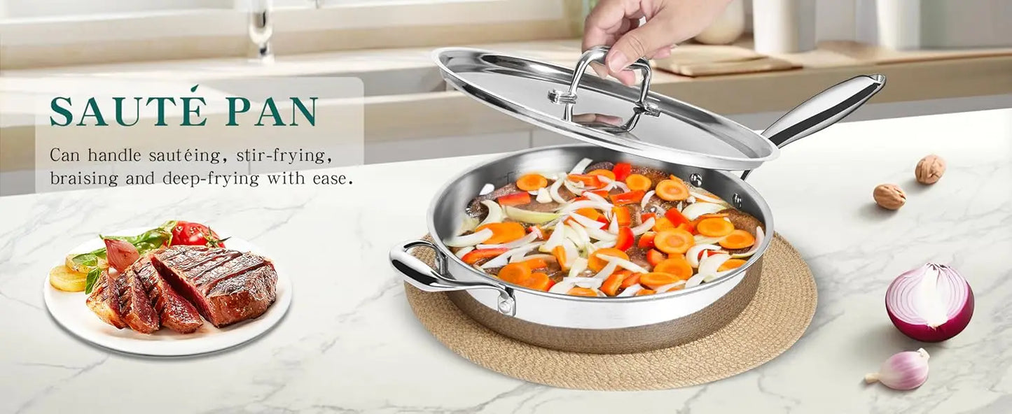 Pots And Pans Set Stainless Steel Cookware Induction Compatible Oven Safe