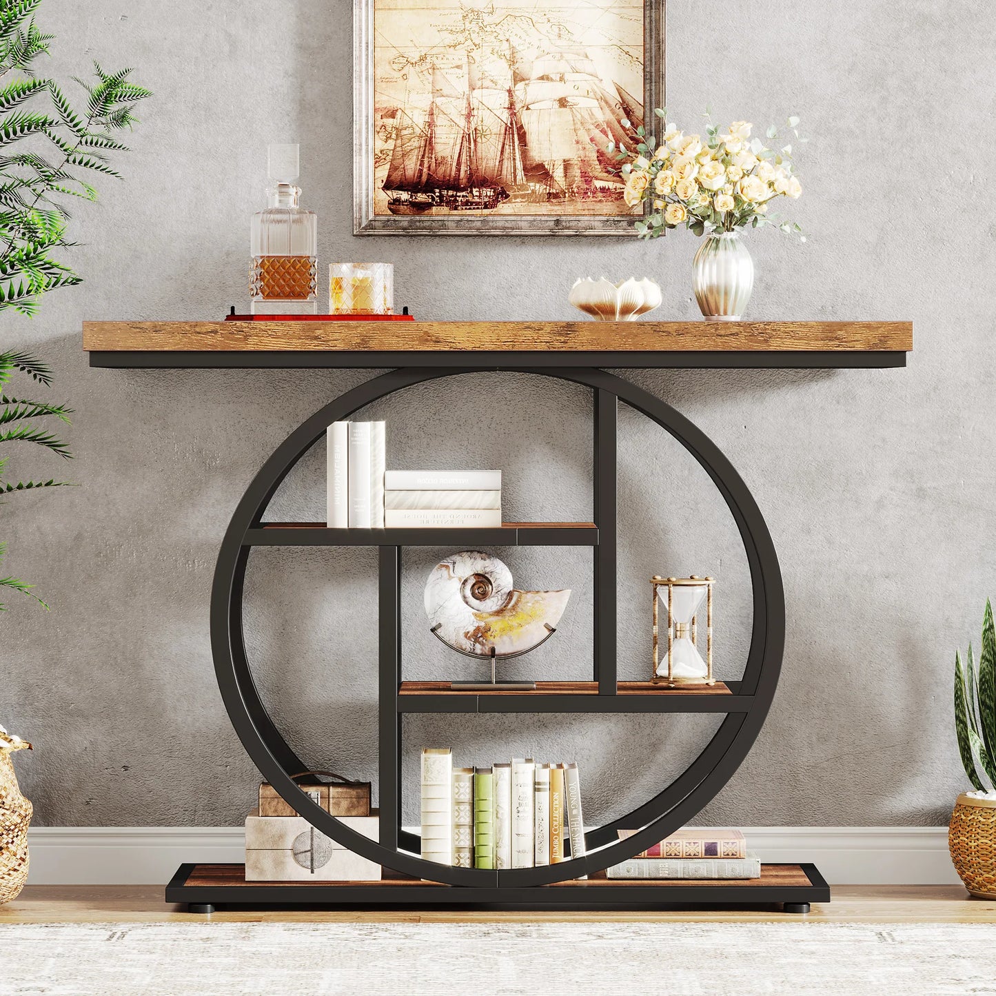 Industrial Console Table For Narrow Entryway Hallway Thick Top