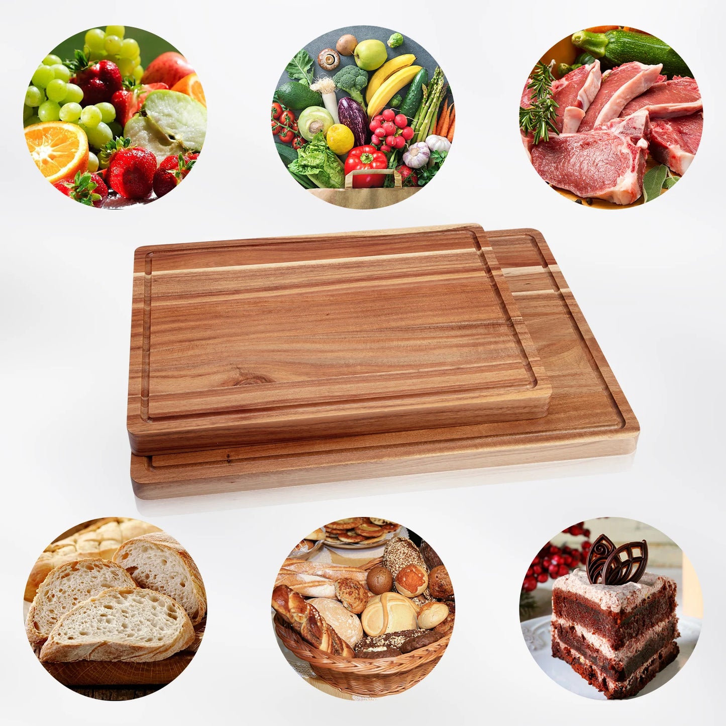 Premium Acacia Wood Butcher Block Cutting Board With Side Handles
