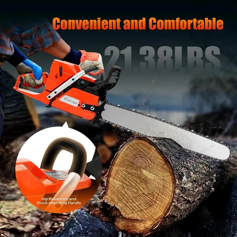 Gas Powered Chainsaw For Wood Cutting And Yard Work
