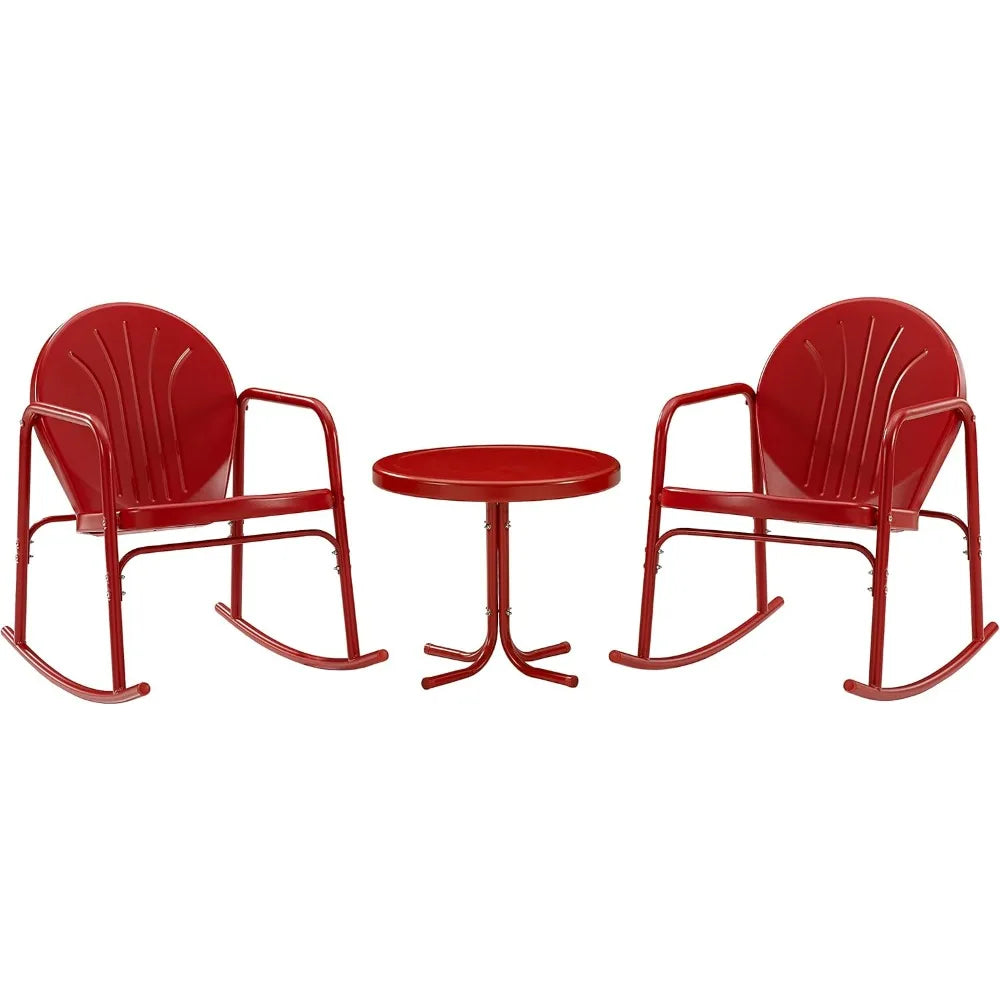Retro Crosley Griffith Patio Rocking Chair Set With Side Table