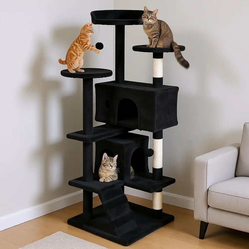 Indoor Cat Tree With Dangling Ball And Scratching Posts