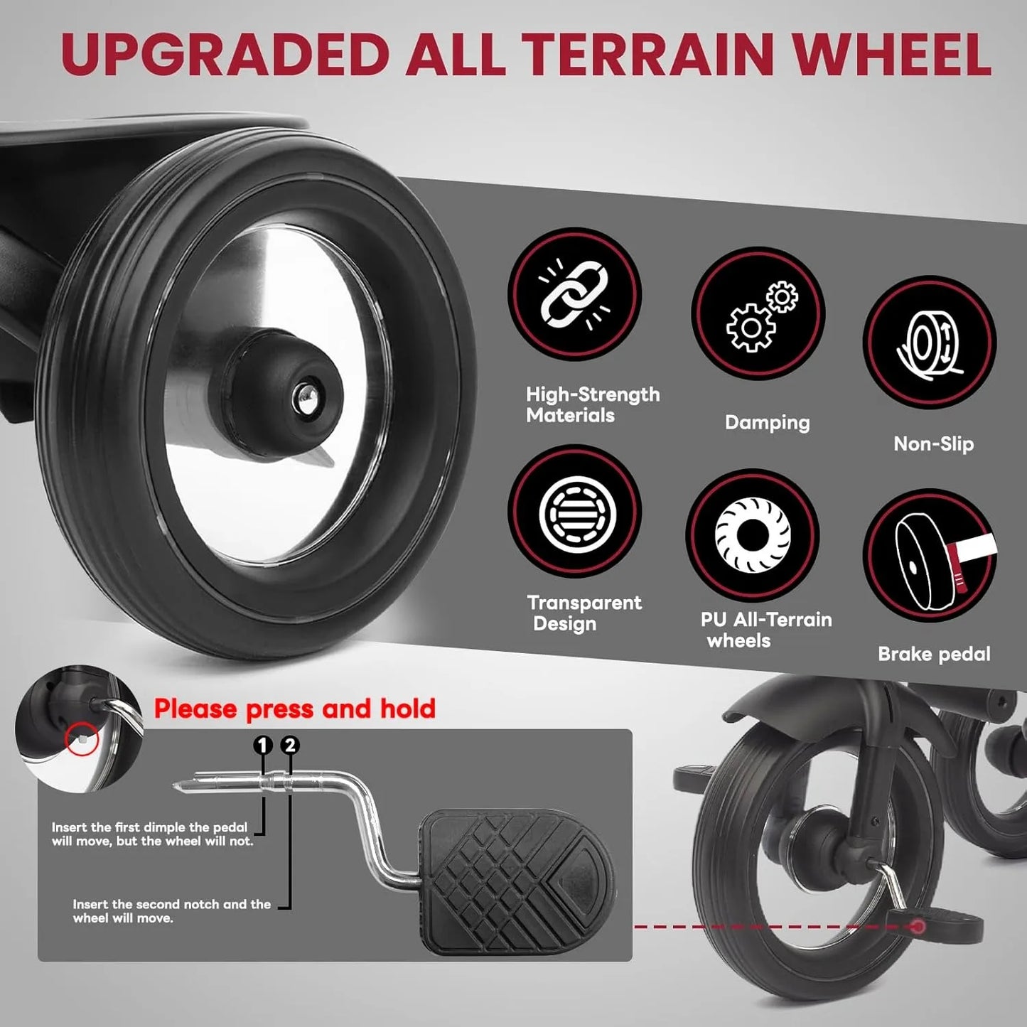 7 In 1 Foldable Baby Tricycle With Canopy And Lights