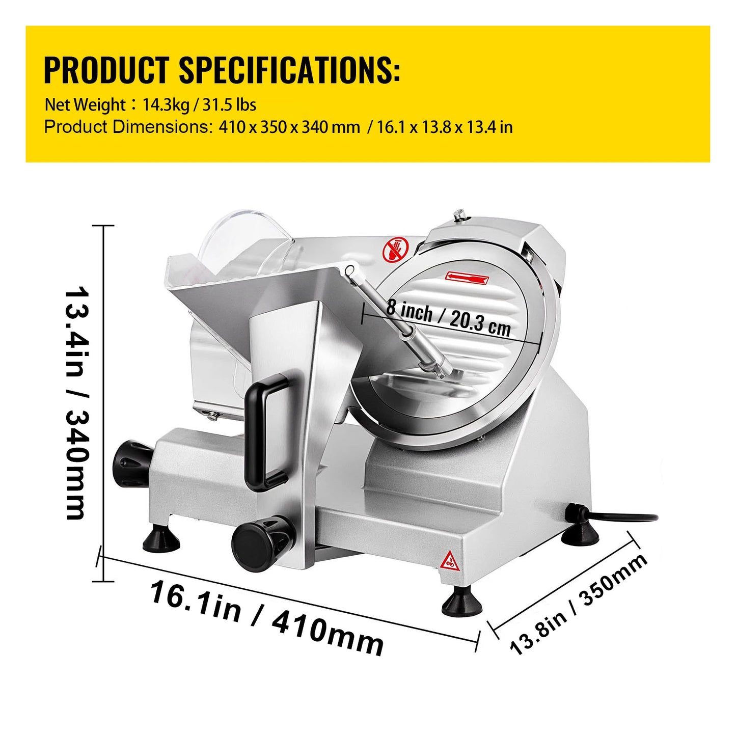 Electric Deli Slicer With Adjustable Thickness For Meats And Cheeses