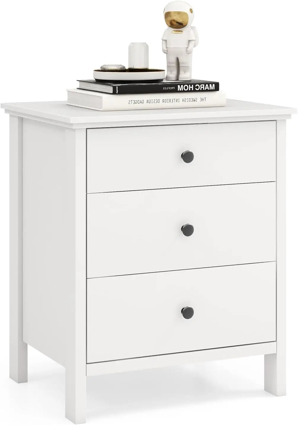 Retro Nightstand With Solid Wood Legs For Bedroom Or Office