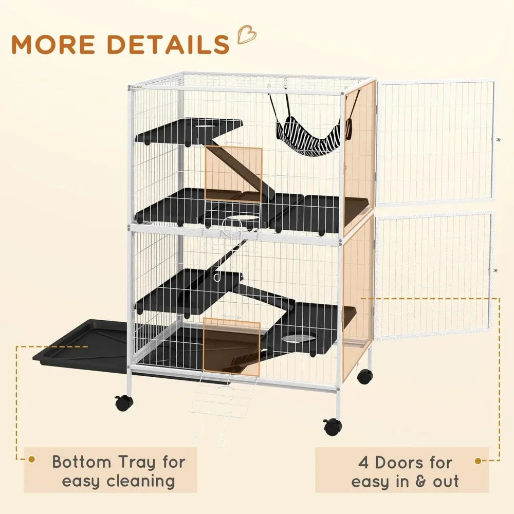 Spacious 5-Tier Small Animal Cage with Hammock Accessory