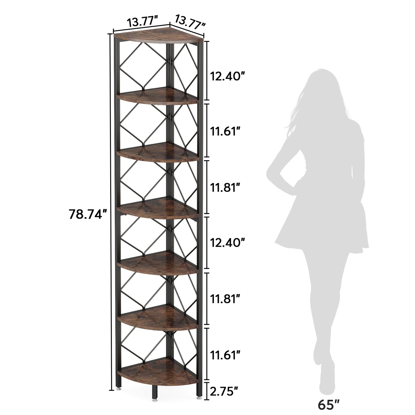 Tribesigns 7 Tier Industrial Corner Shelf For Small Spaces