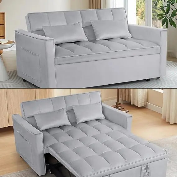 Velvet Convertible Sofa Bed With Pull Out Sleeper Fabric