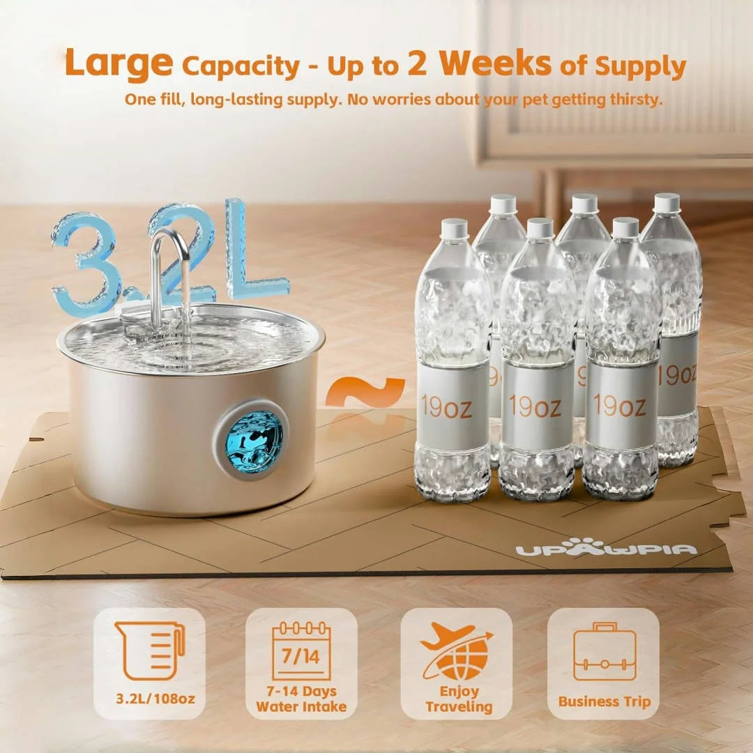 Stainless Steel Cat Water Fountain Automatic With Replaceable Filters